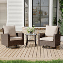 EROMMY 3 Piece Outdoor Swivel Chairs -All Weather Wicker Patio Bistro Table and Chairs Set, Khaki-Erommy